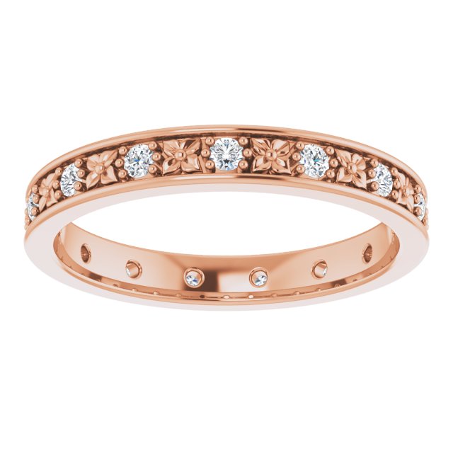 0.30 ct. Round Diamond Eternity Band Floral Design Ring-VIRABYANI